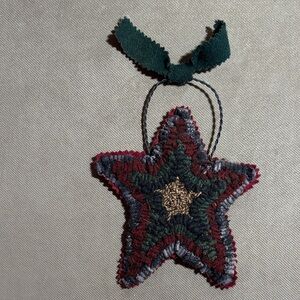 Handmade Star Ornament with Green and Red